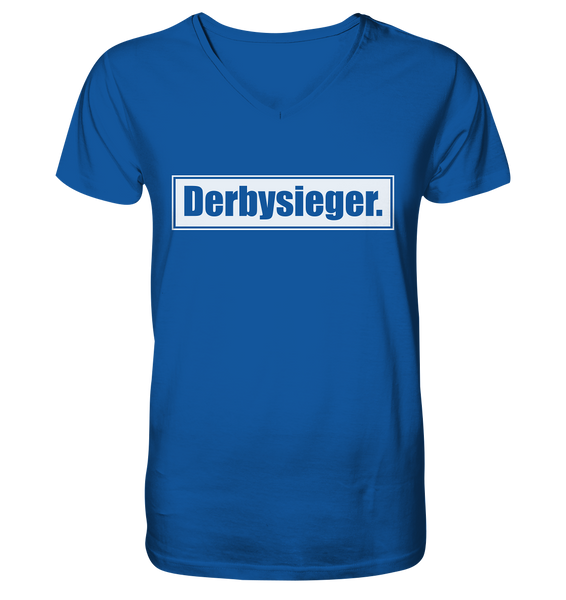 N.O.S.W. BLOCK Fanblock Shirt "Derbysieger." Männer Organic V-Neck T-Shirt blau