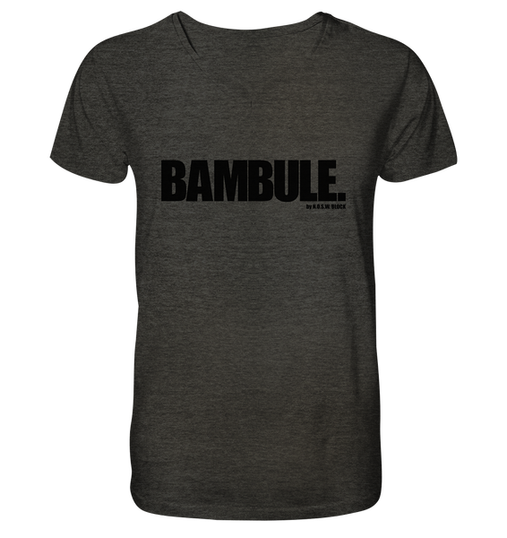 N.O.S.W. BLOCK Fanblock Shirt "BAMBULE." Männer Organic V-Neck T-Shirt dark heather grau