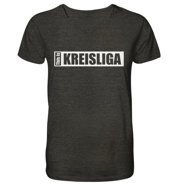 N.O.S.W. BLOCK Teamsport Shirt "THIS IS KREISLIGA" Männer Organic V-Neck T-Shirt dark heather grey