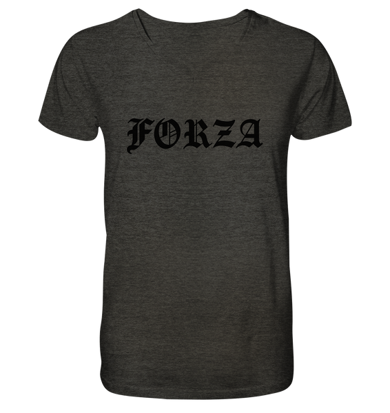 N.O.S.W. BLOCK Fanblock Shirt "FORZA" Männer Organic V-Neck T-Shirt dark heather grau