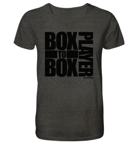 N.O.S.W. BLOCK Fanblock Shirt "BOX TO BOX PLAYER" Männer Organic V-Neck T-Shirt dark heather grau