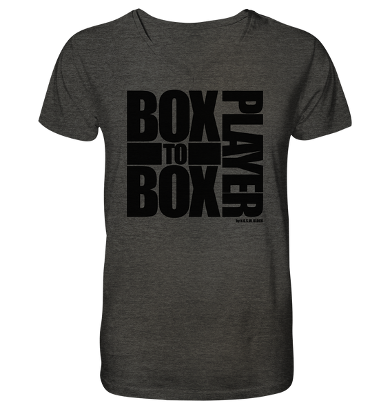 N.O.S.W. BLOCK Fanblock Shirt "BOX TO BOX PLAYER" Männer Organic V-Neck T-Shirt dark heather grau