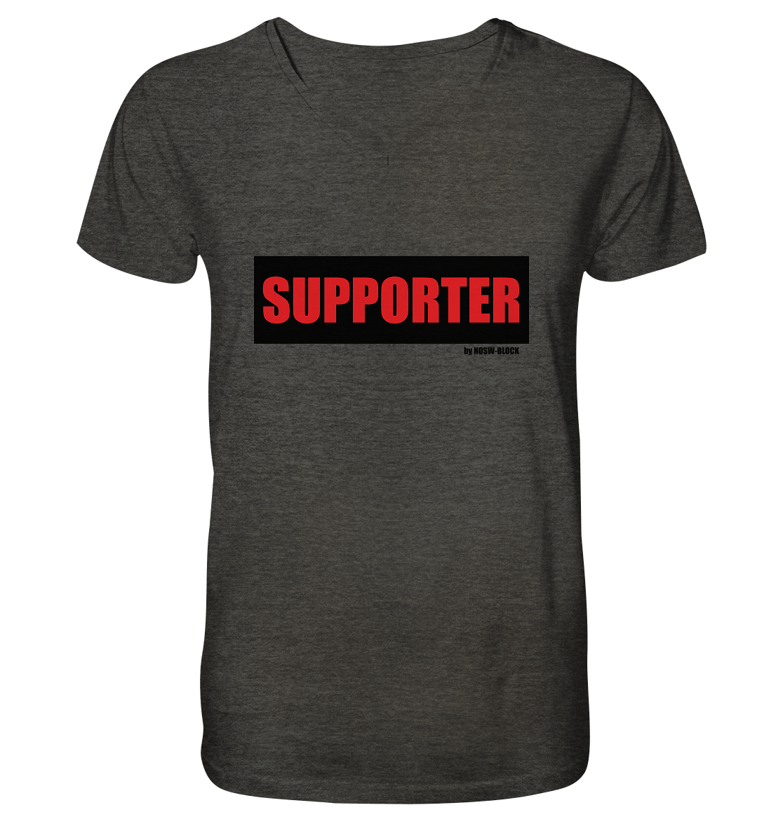N.O.S.W. BLOCK Fanblock Shirt "SUPPORTER" Männer Organic V-Neck T-Shirt dunkelgrau