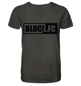N.O.S.W. BLOCK Shirt "BLOCK.FC" Männer Organic V-Neck T-Shirt dark heather grau