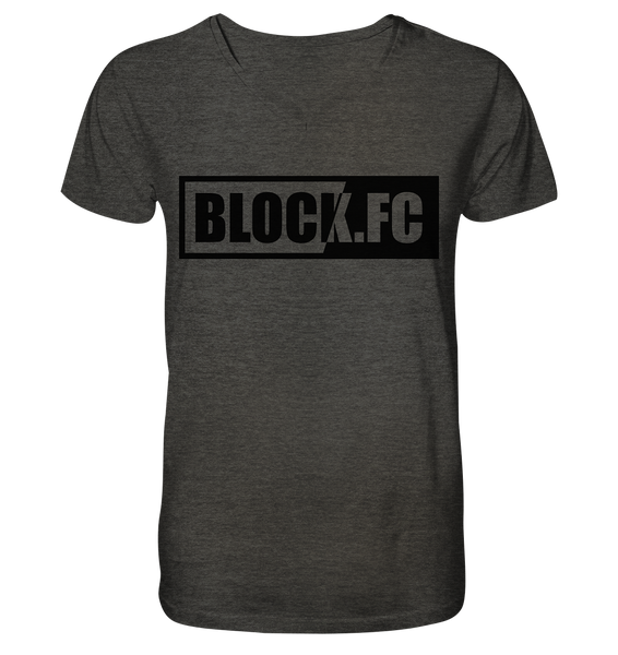 N.O.S.W. BLOCK Shirt "BLOCK.FC" Männer Organic V-Neck T-Shirt dark heather grau