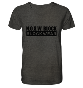 N.O.S.W. BLOCK Shirt "BLOCKWEAR" Männer Organic V-Neck T-Shirt dark heather grau