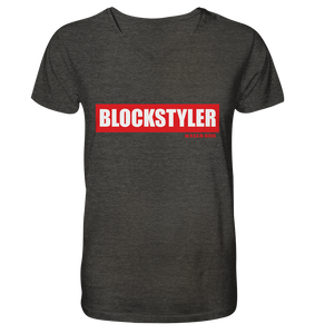 N.O.S.W. BLOCK Fanblock Shirt "BLOCKSTYLER" Männer Organic V-Neck T-Shirt dunkelgrau