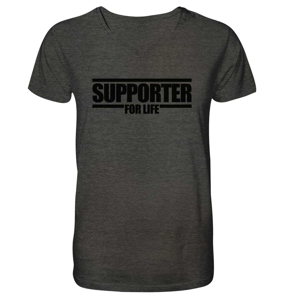 N.O.S.W. BLOCK Fanblock Shirt "SUPPORTER FOR LIFE" Männer Organic V-Neck T-Shirt heather grau