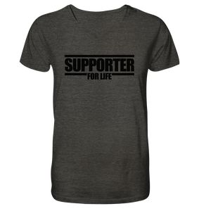 N.O.S.W. BLOCK Fanblock Shirt "SUPPORTER FOR LIFE" Männer Organic V-Neck T-Shirt heather grau