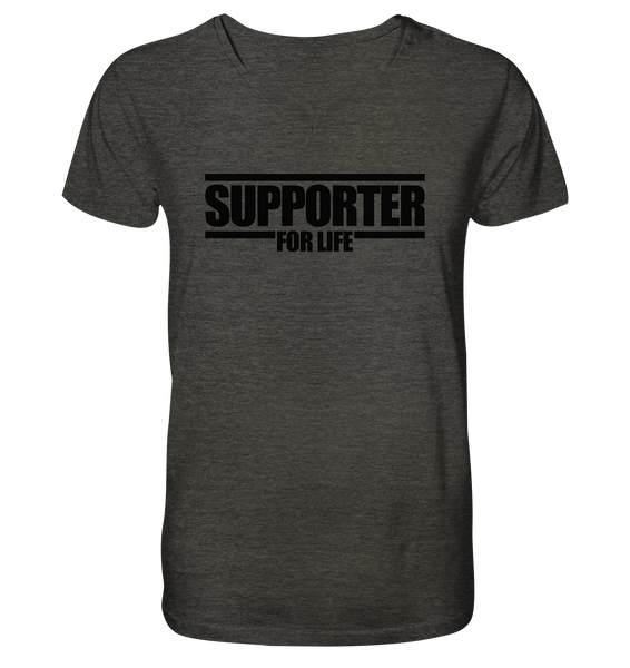 N.O.S.W. BLOCK Fanblock Shirt "SUPPORTER FOR LIFE" Männer Organic V-Neck T-Shirt heather grau