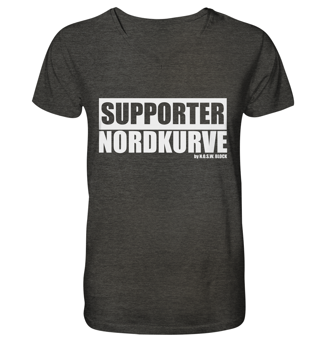 N.O.S.W. BLOCK Fanblock Shirt "SUPPORTER NORDKURVE" Männer Organic V-Neck T-Shirt dunkelgrau