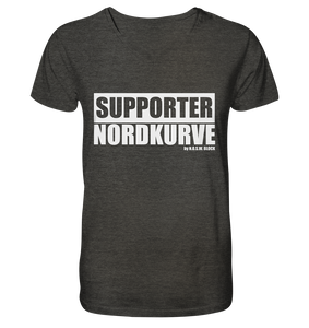 N.O.S.W. BLOCK Fanblock Shirt "SUPPORTER NORDKURVE" Männer Organic V-Neck T-Shirt dunkelgrau