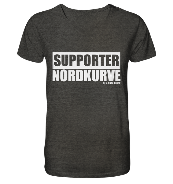 N.O.S.W. BLOCK Fanblock Shirt "SUPPORTER NORDKURVE" Männer Organic V-Neck T-Shirt dunkelgrau