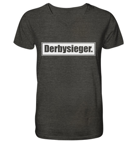 N.O.S.W. BLOCK Fanblock Shirt "Derbysieger." Männer Organic V-Neck T-Shirt dark heather grau