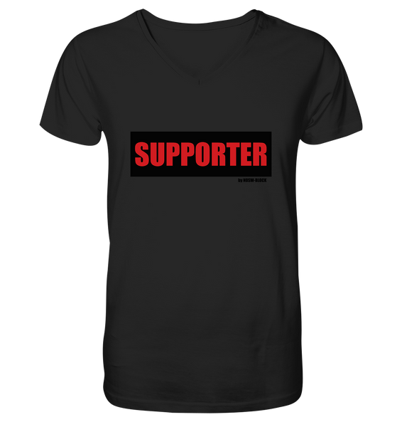 N.O.S.W. BLOCK Fanblock Shirt "SUPPORTER" Männer Organic V-Neck T-Shirt schwarz