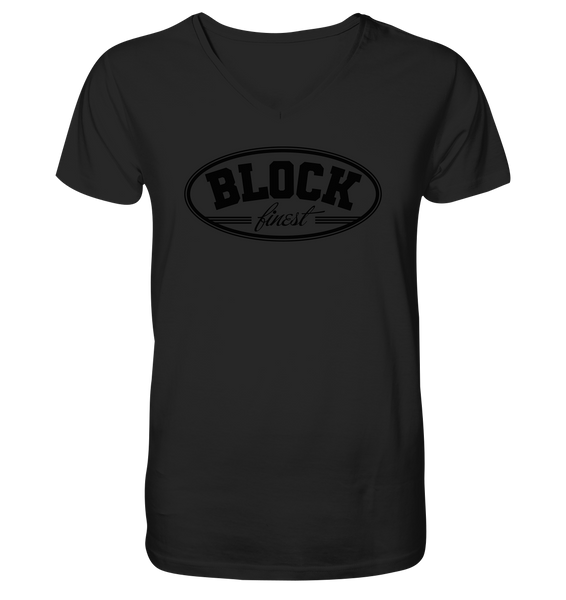 N.O.S.W. BLOCK Fanblock Shirt "BLOCK finest" Männer Organic V-Neck T-Shirt schwarz