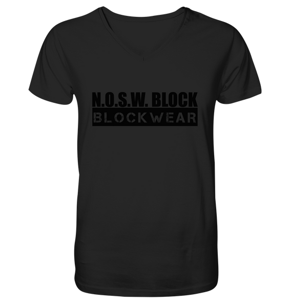 N.O.S.W. BLOCK Shirt "BLOCKWEAR" Männer Organic V-Neck T-Shirt schwarz