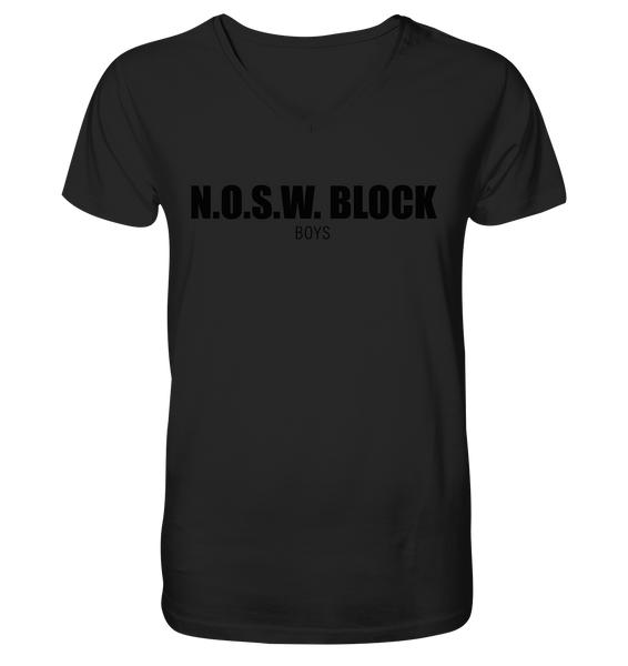 N.O.S.W. BLOCK Shirt "N.O.S.W. BLOCK BOYS" Männer Organic V-Neck T-Shirt schwarz