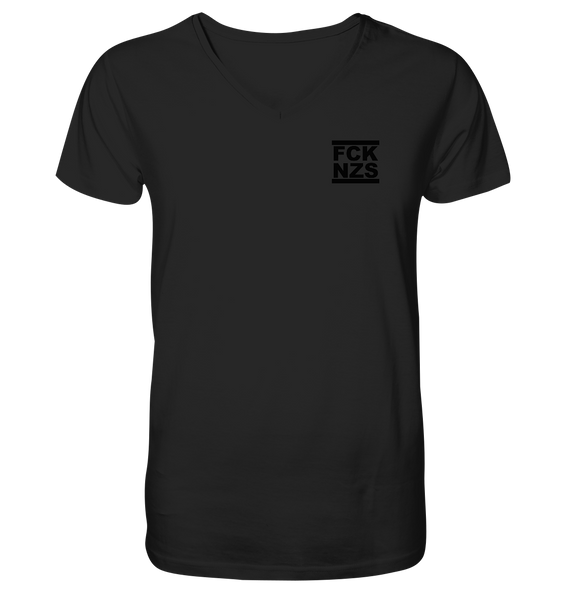 N.O.S.W. BLOCK Gegen Rechts Shirt "FCK NZS" beidseitig bedrucktes Männer Organic V-Neck T-Shirt schwarz