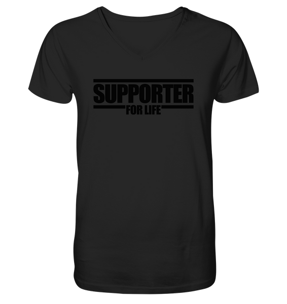 N.O.S.W. BLOCK Fanblock Shirt "SUPPORTER FOR LIFE" Männer Organic V-Neck T-Shirt schwarz
