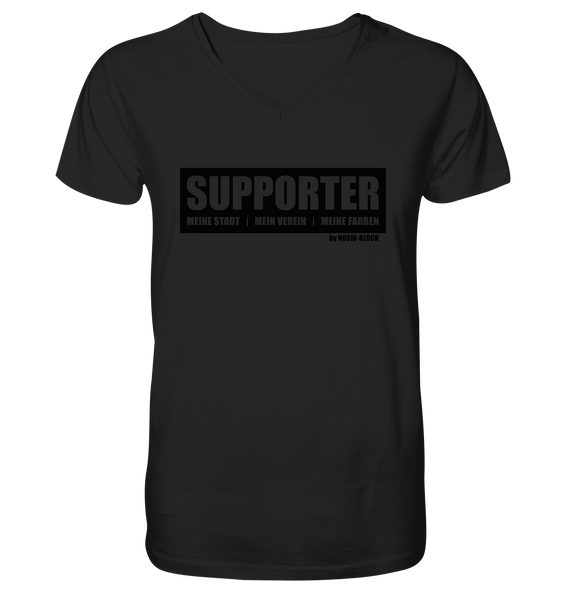 SUPPORTER Shirt "MEINE STADT | MEIN VEREIN | MEINE FARBEN" Männer Organic V-Neck T-Shirt schwarz