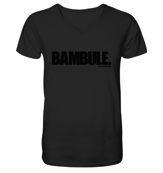 N.O.S.W. BLOCK Fanblock Shirt "BAMBULE." Männer Organic V-Neck T-Shirt schwarz