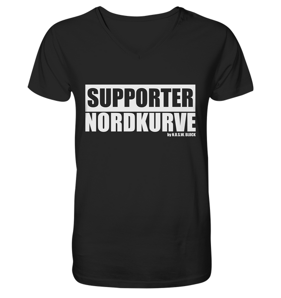 N.O.S.W. BLOCK Fanblock Shirt "SUPPORTER NORDKURVE" Männer Organic V-Neck T-Shirt schwarz