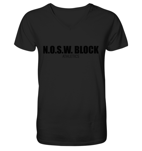 N.O.S.W. BLOCK Shirt "N.O.S.W. BLOCK ATHLETICS" Männer Organic V-Neck T-Shirt schwarz