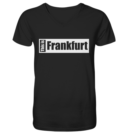 N.O.S.W. BLOCK Fanblock City Shirt "THIS IS FRANKFURT" Männer Organic V-Neck T-Shirt schwarz
