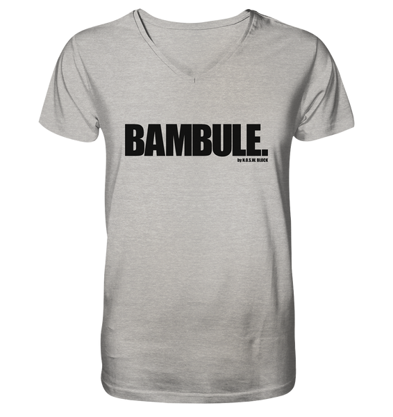 N.O.S.W. BLOCK Fanblock Shirt "BAMBULE." Männer Organic V-Neck T-Shirt heather grau
