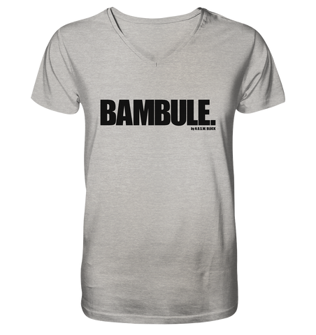 N.O.S.W. BLOCK Fanblock Shirt "BAMBULE." Männer Organic V-Neck T-Shirt heather grau