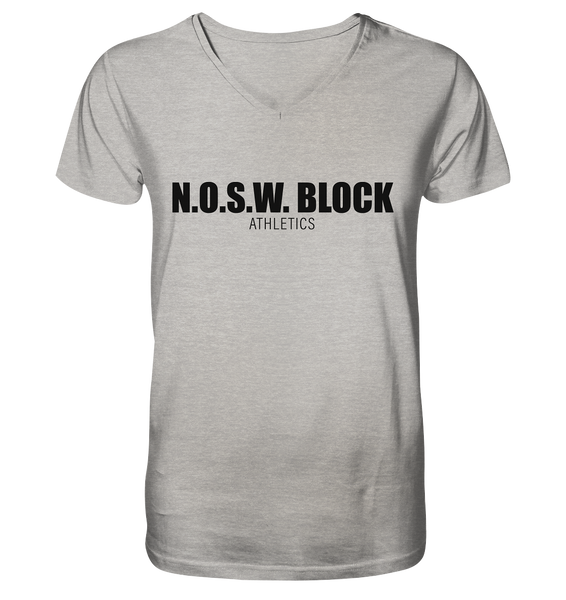 N.O.S.W. BLOCK Shirt "N.O.S.W. BLOCK ATHLETICS" Männer Organic V-Neck T-Shirt heather grey