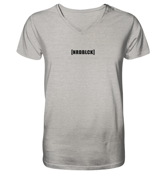 N.O.S.W. BLOCK Fanblock Shirt "[NRDBLCK]" Männer Organic V-Neck T-Shirt heather grau