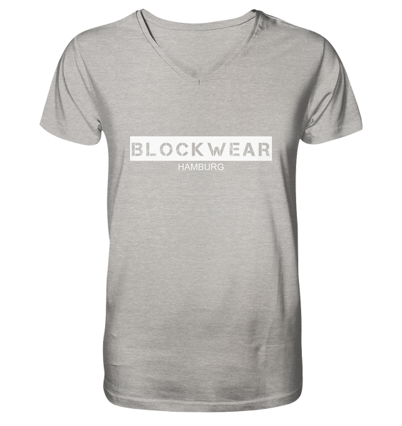 N.O.S.W. BLOCK Shirt "BLOCKWEAR HAMBURG" Männer Organic V-Neck Shirt heather grau