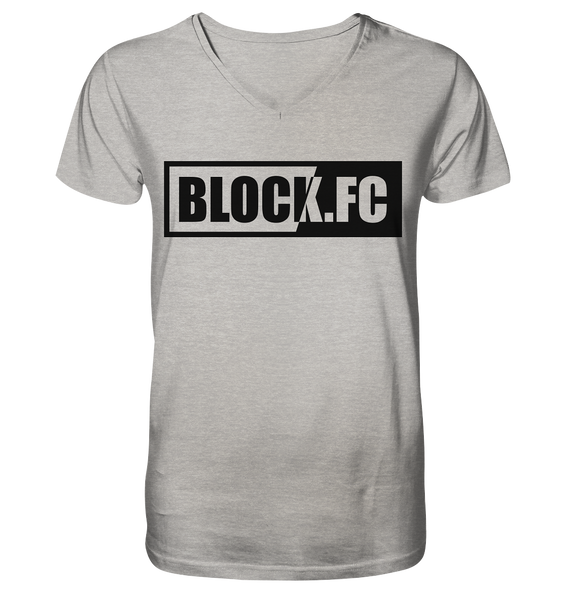 N.O.S.W. BLOCK Shirt "BLOCK.FC" Männer Organic V-Neck T-Shirt creme heather grau