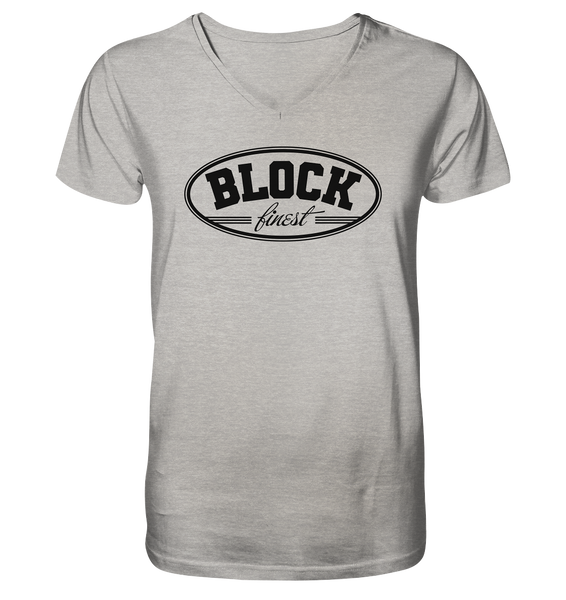 N.O.S.W. BLOCK Fanblock Shirt "BLOCK finest" Männer Organic V-Neck T-Shirt heather grau