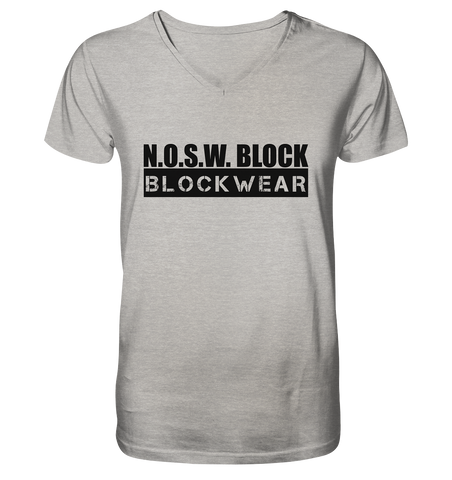 N.O.S.W. BLOCK Shirt "BLOCKWEAR" Männer Organic V-Neck T-Shirt heather grau