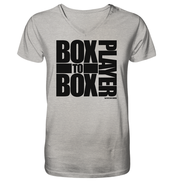 N.O.S.W. BLOCK Fanblock Shirt "BOX TO BOX PLAYER" Männer Organic V-Neck T-Shirt heather grau