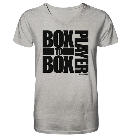 N.O.S.W. BLOCK Fanblock Shirt "BOX TO BOX PLAYER" Männer Organic V-Neck T-Shirt heather grau