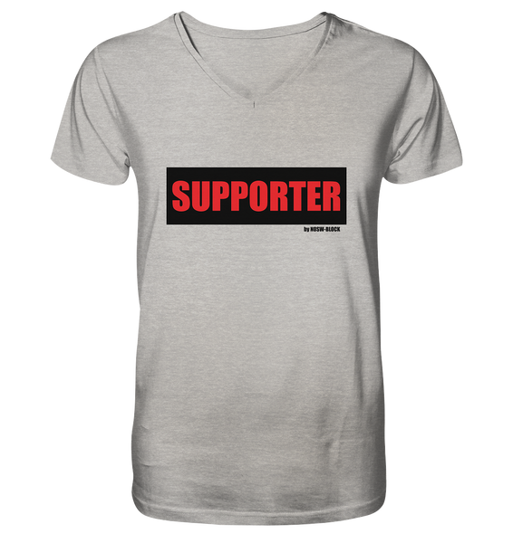N.O.S.W. BLOCK Fanblock Shirt "SUPPORTER" Männer Organic V-Neck T-Shirt heather grau