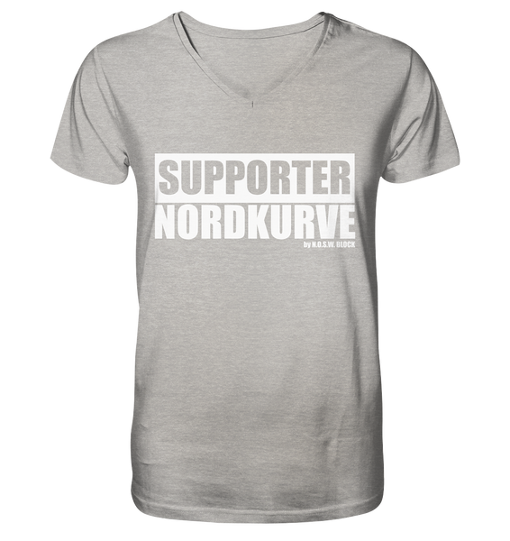 N.O.S.W. BLOCK Fanblock Shirt "SUPPORTER NORDKURVE" Männer Organic V-Neck T-Shirt heathergrau