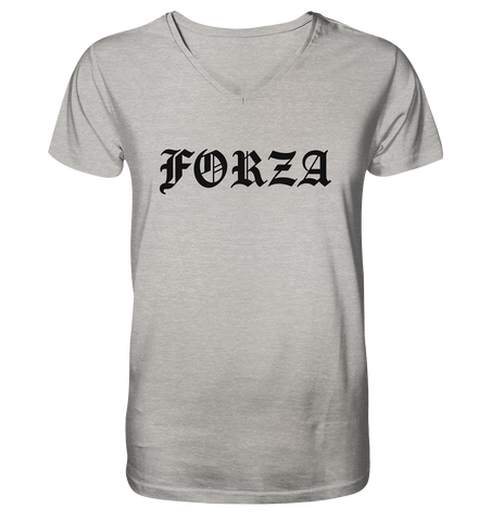 N.O.S.W. BLOCK Fanblock Shirt "FORZA" Männer Organic V-Neck T-Shirt heather grau