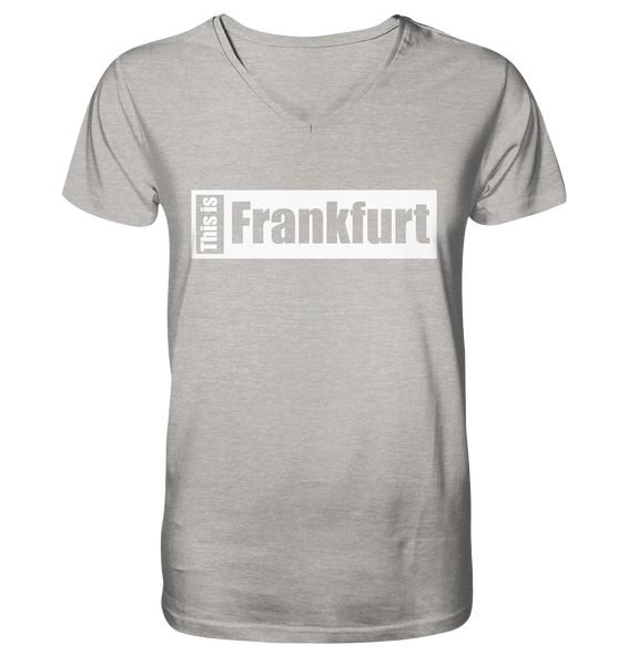 N.O.S.W. BLOCK Fanblock City Shirt "THIS IS FRANKFURT" Männer Organic V-Neck T-Shirt heather grau