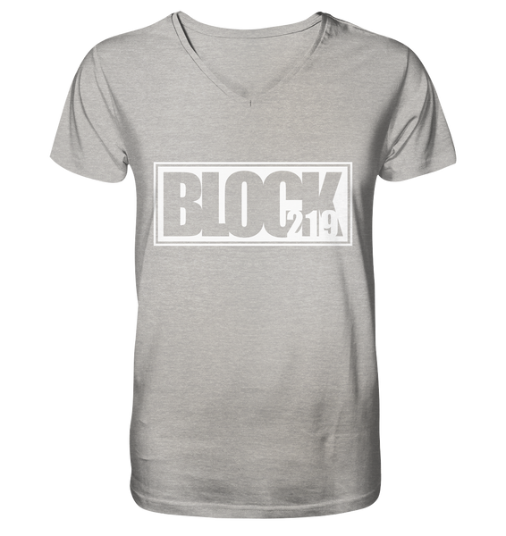 N.O.S.W. BLOCK Shirt "BLOCK219" Männer Organic V-Neck T-Shirt heather grau