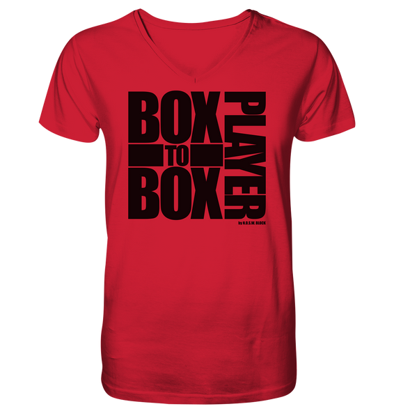 N.O.S.W. BLOCK Fanblock Shirt "BOX TO BOX PLAYER" Männer Organic V-Neck T-Shirt rot