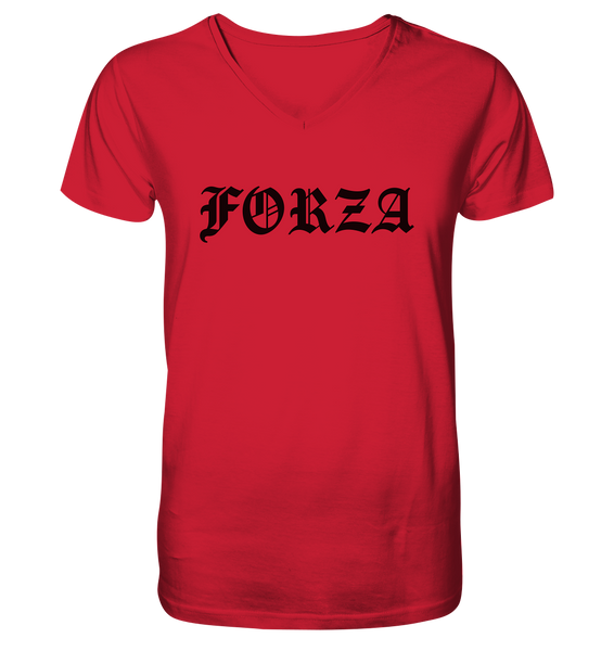 N.O.S.W. BLOCK Fanblock Shirt "FORZA" Männer Organic V-Neck T-Shirt rot