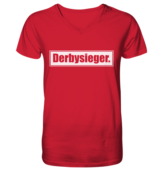 N.O.S.W. BLOCK Fanblock Shirt "Derbysieger." Männer Organic V-Neck T-Shirt rot