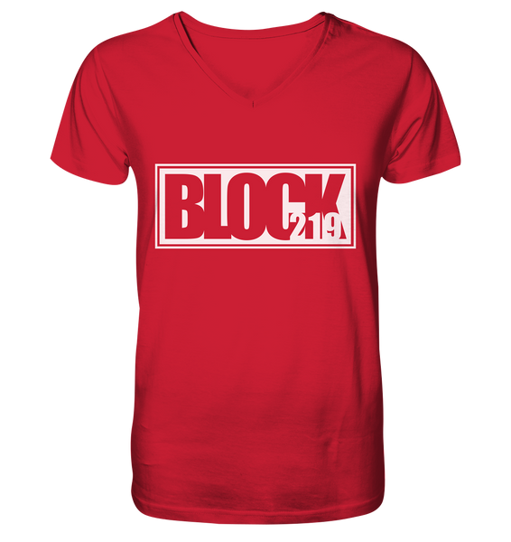 N.O.S.W. BLOCK Shirt "BLOCK219" Männer Organic V-Neck T-Shirt rot