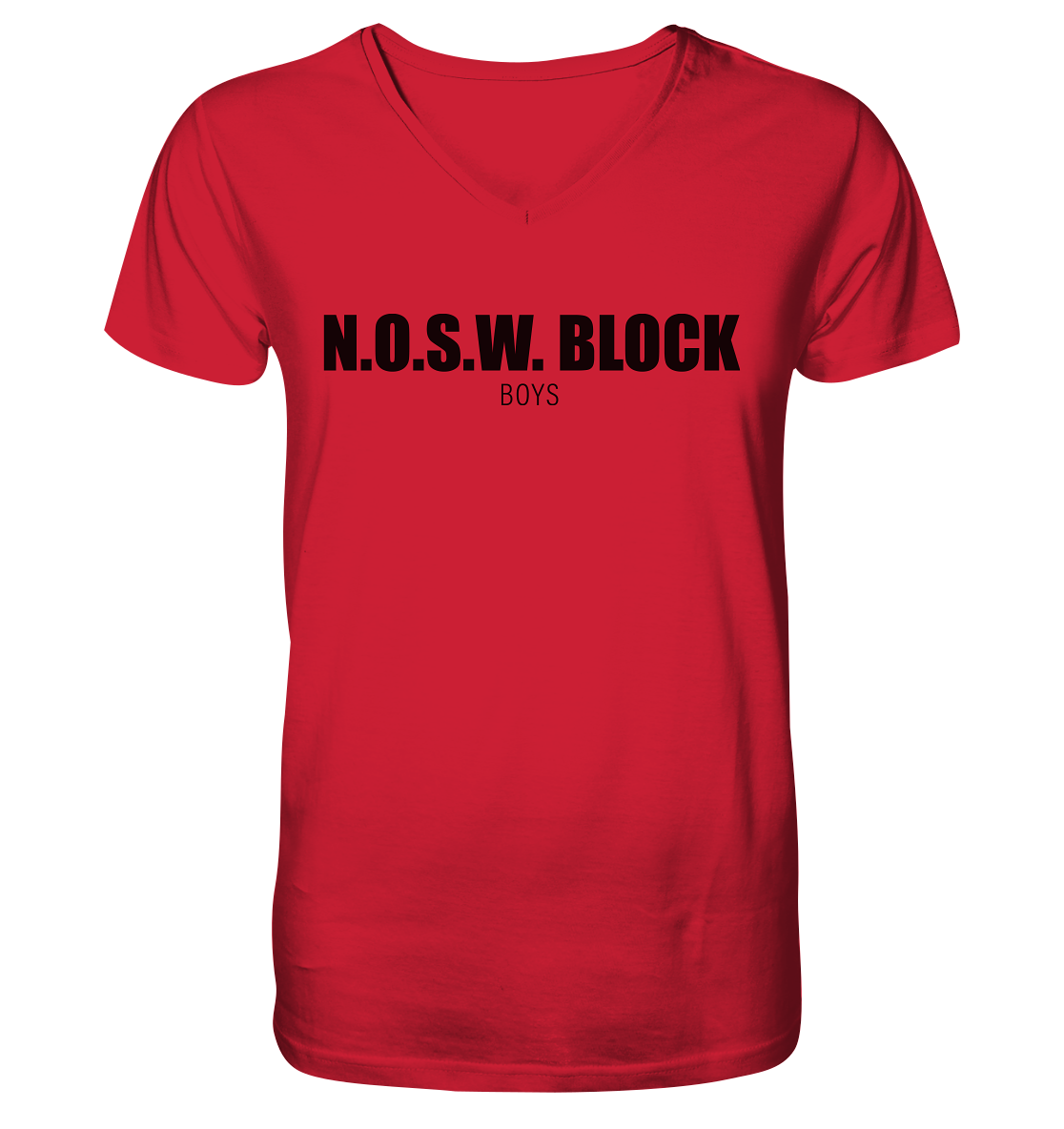 N.O.S.W. BLOCK Shirt "N.O.S.W. BLOCK BOYS" Männer Organic V-Neck T-Shirt rot