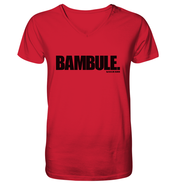 N.O.S.W. BLOCK Fanblock Shirt "BAMBULE." Männer Organic V-Neck T-Shirt rot